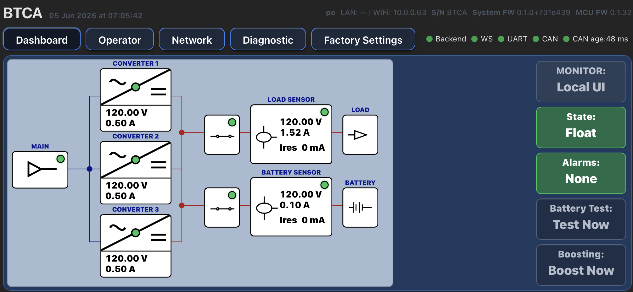 BTCA schematic with 3 converters